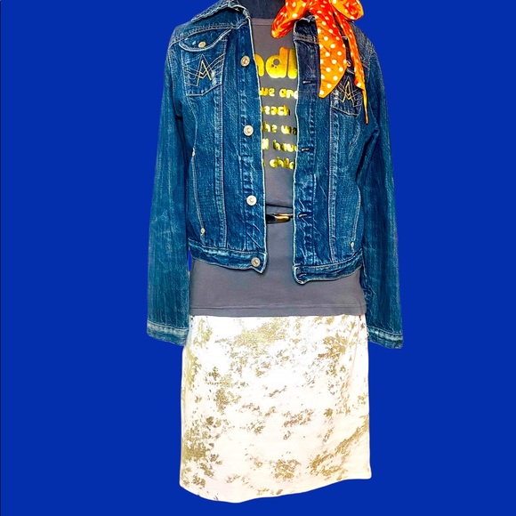 Gandhi Tee, American Apparel, Gray & Gold, Size L - Picture 3 of 3